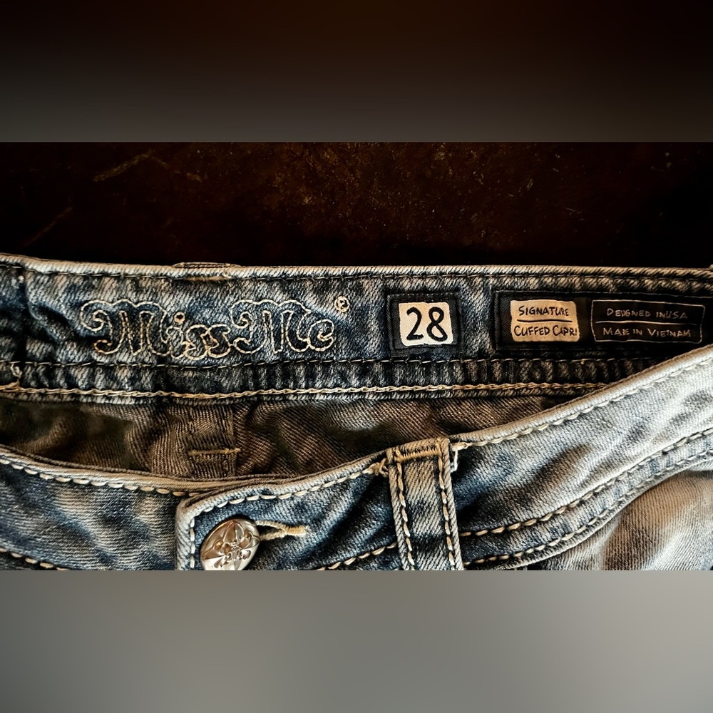 Miss Me Denim Capri with Aztec Patch-work, 28 - Picture 6 of 9